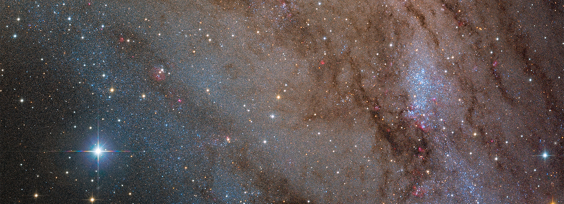 ТУМАННОСТЬ АНДРОМЕДЫ (ФРАГМЕНТ) С ГРУППОЙ МОЛОДЫХ ЗВЁЗД NGC 206